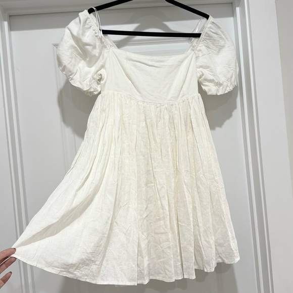 Lulus Uniquely Sweet Off White Puff Sleeve Babydoll Dress | Size S | NWT - Picture 7 of 14